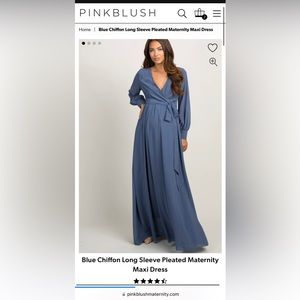 Pinkblush Blue Chiffon Long Sleeve Maxi Dress